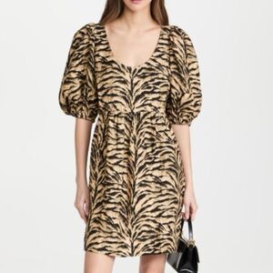 Ba&sh Zola Tiger-print Woven Mini Dress In Animal Print Size XS